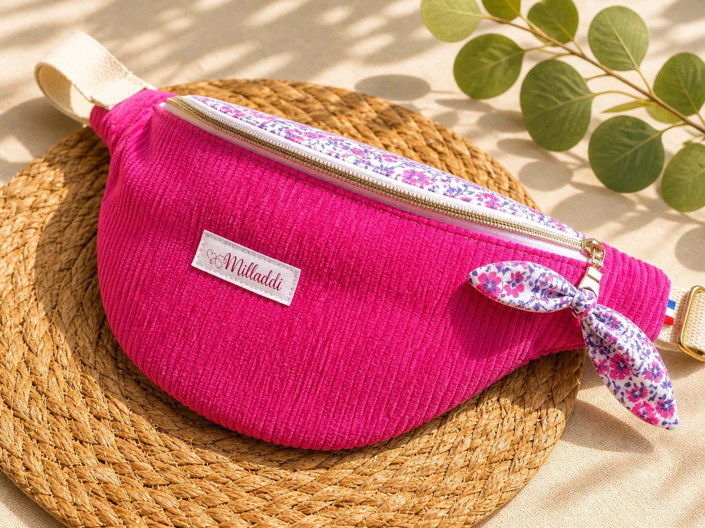 Sac Banane Bi Matière Velours Fuchsia Personnalisable 1 Sac Banane Bi Matière Velours Fuchsia Personnalisable