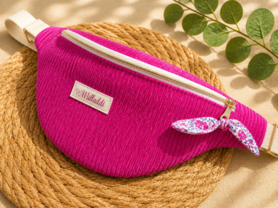 Sac Banane Velours Fuchsia Personnalisable