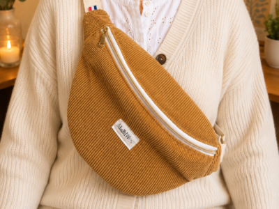 Sac Banane Velours Curry Personnalisable