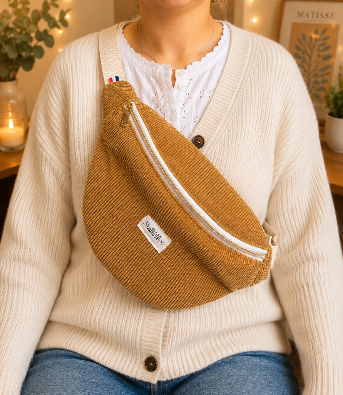 Sac Banane Velours Curry Personnalisable 1 Sac Banane Velours Curry Personnalisable