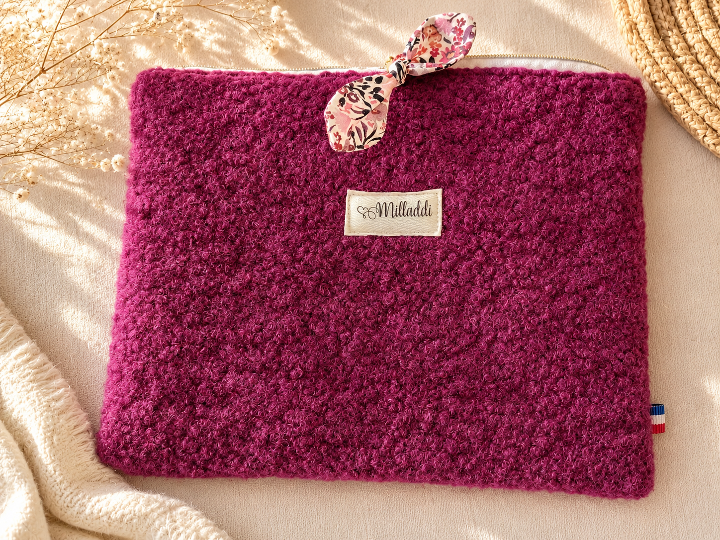 housse de tablette bouclette magenta
