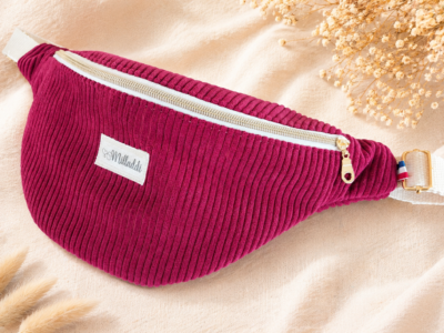 Sac Banane Velours Bordeaux Personnalisable