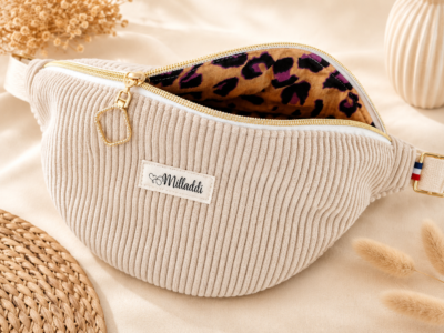 Sac Banane Velours Taupe Personnalisable