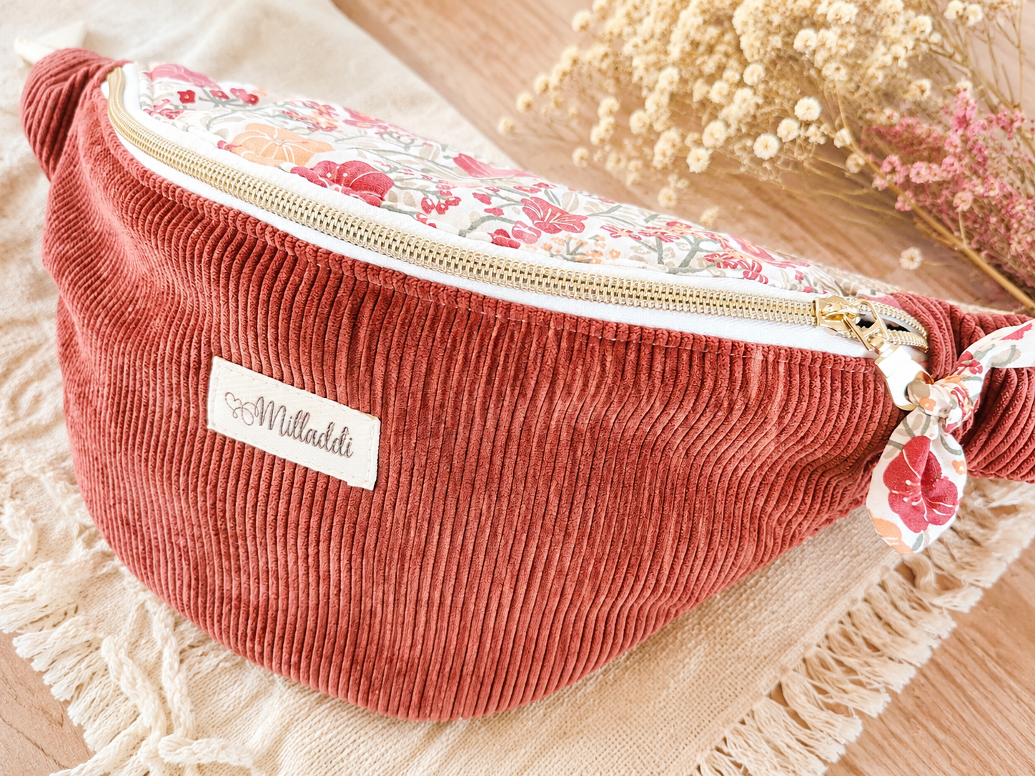 Sac Banane Bi matière Velours Abricot Personnalisable 1 Sac Banane Bi matière Velours abricot Personnalisable