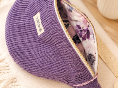 Sac Banane Velours Violet Personnalisable
