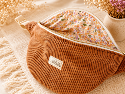 Sac Banane Velours Marron Personnalisable