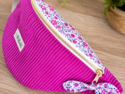 Sac Banane Bi matière Fuchsia Flower Two