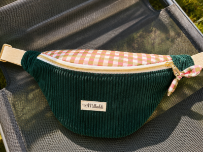Sac Banane Bi Matière Vert Sapin Vichy