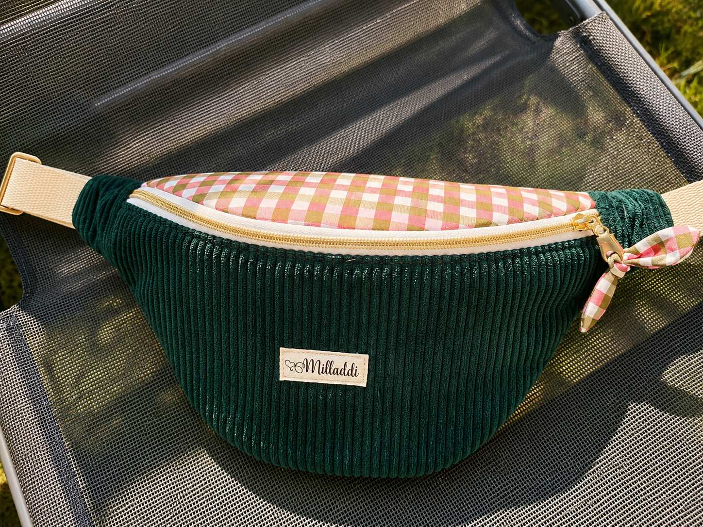 Sac Banane Bi Matière Vert Sapin Vichy 1 Sac Banane Bi Matière Vert Sapin Vichy