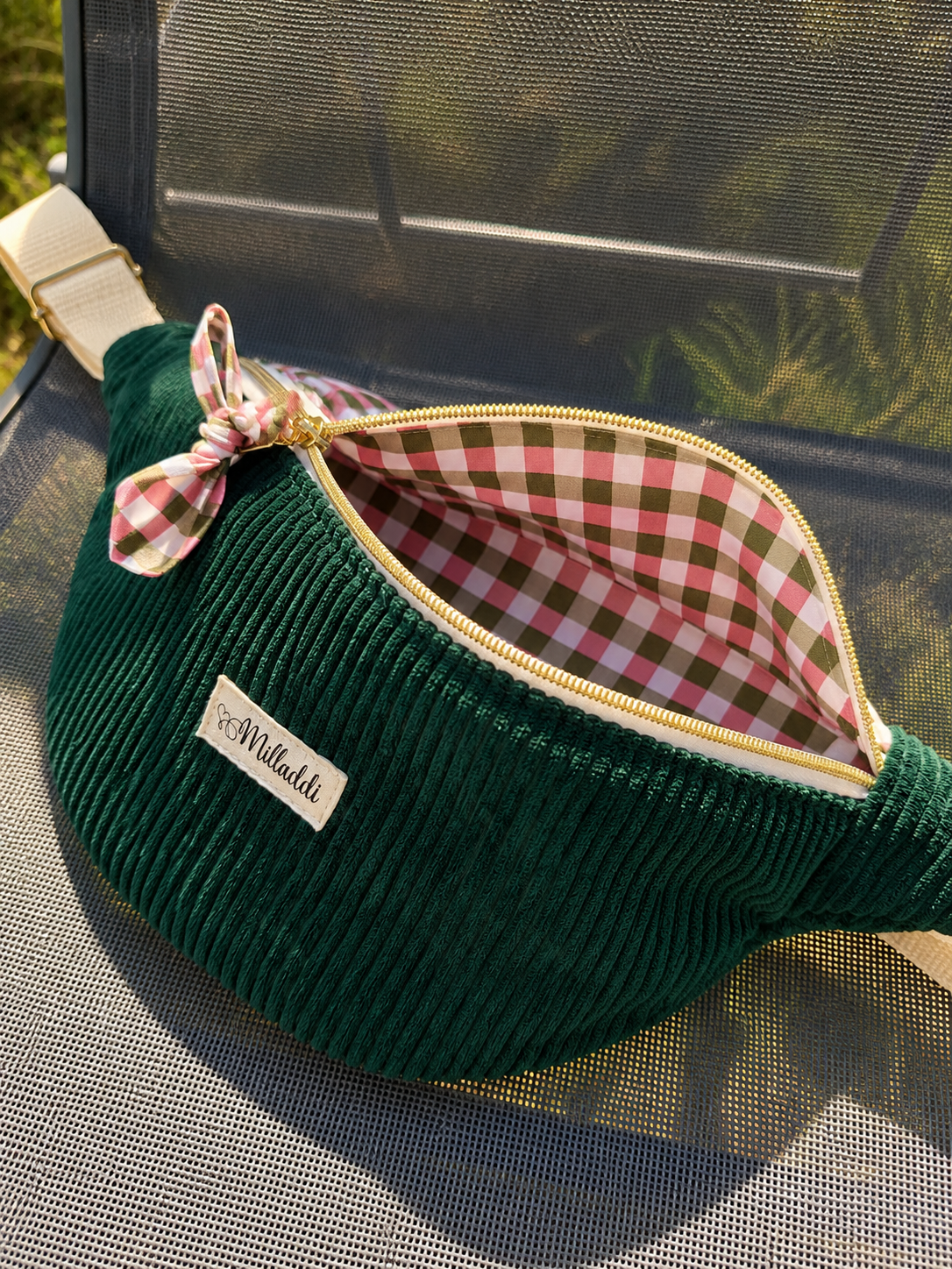 Sac Banane Bi Matière Vert Sapin Vichy 2 Sac Banane Bi Matière Vert Sapin Vichy – Image 2