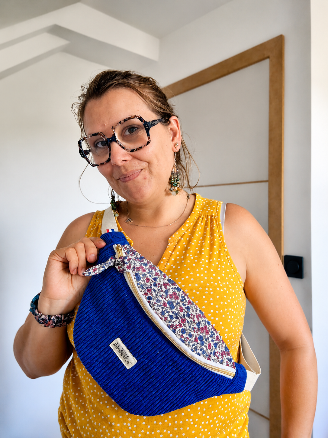 Sac Banane Bi Matière Bleu Roy Flower 4 Sac Banane Bi Matière Bleu Roy Flower – Image 4