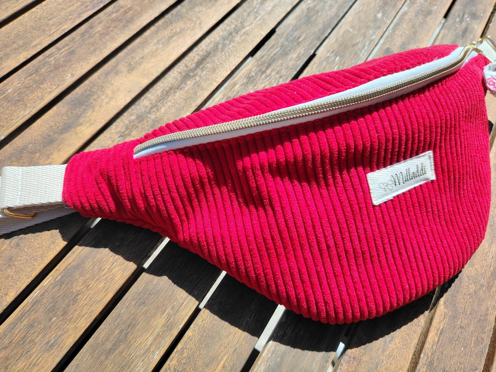 Sac Banane Velours Rouge Tomate Personnalisable 1 Sac Banane Velours Rouge Tomate Personnalisable
